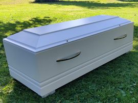 Kindersarg 80 cm wei&szlig; mit Griffgranitur und Sargverschluss